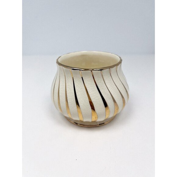 Vintage Sadler cream and sugar set with gold swirl striping - Picture 4 of 7